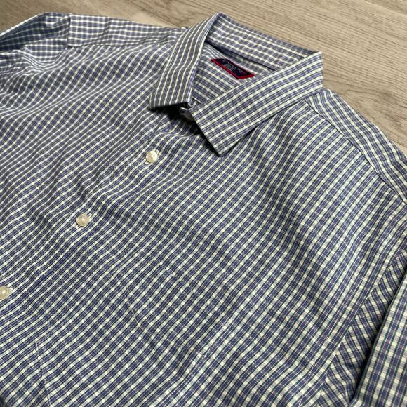 UNTUCKit Mens Erbach Blue White Plaid Button Up Casual Dress Shirt Size XL - Picture 2 of 6